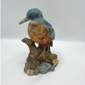 Vtg Meriden Kingfisher Bird Figurine Hand Painted Ceramic Bird Statue 5"